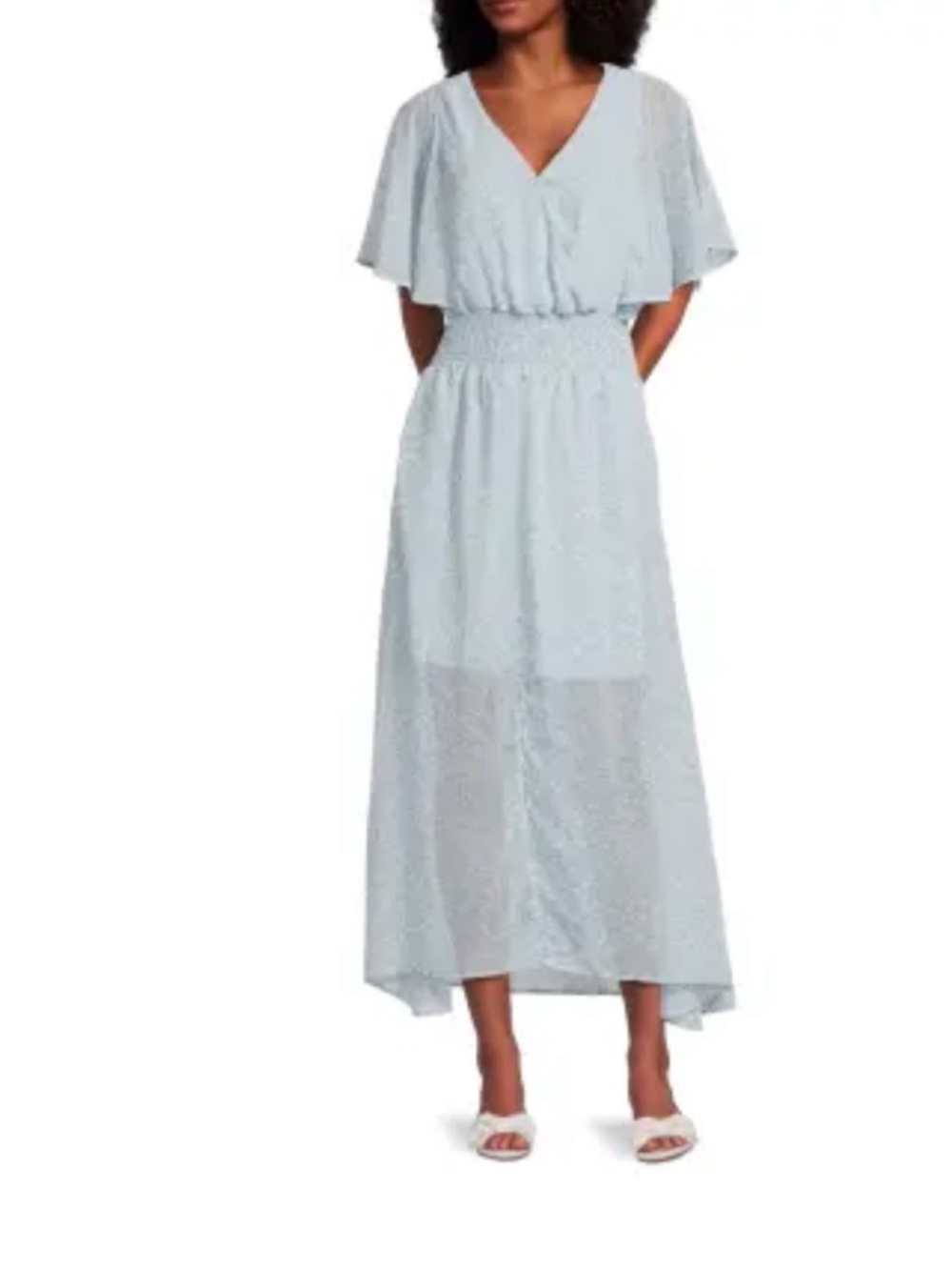 NWT Lea and Viola Baby Blue V-Neck Smocked Waist Maxi Dress